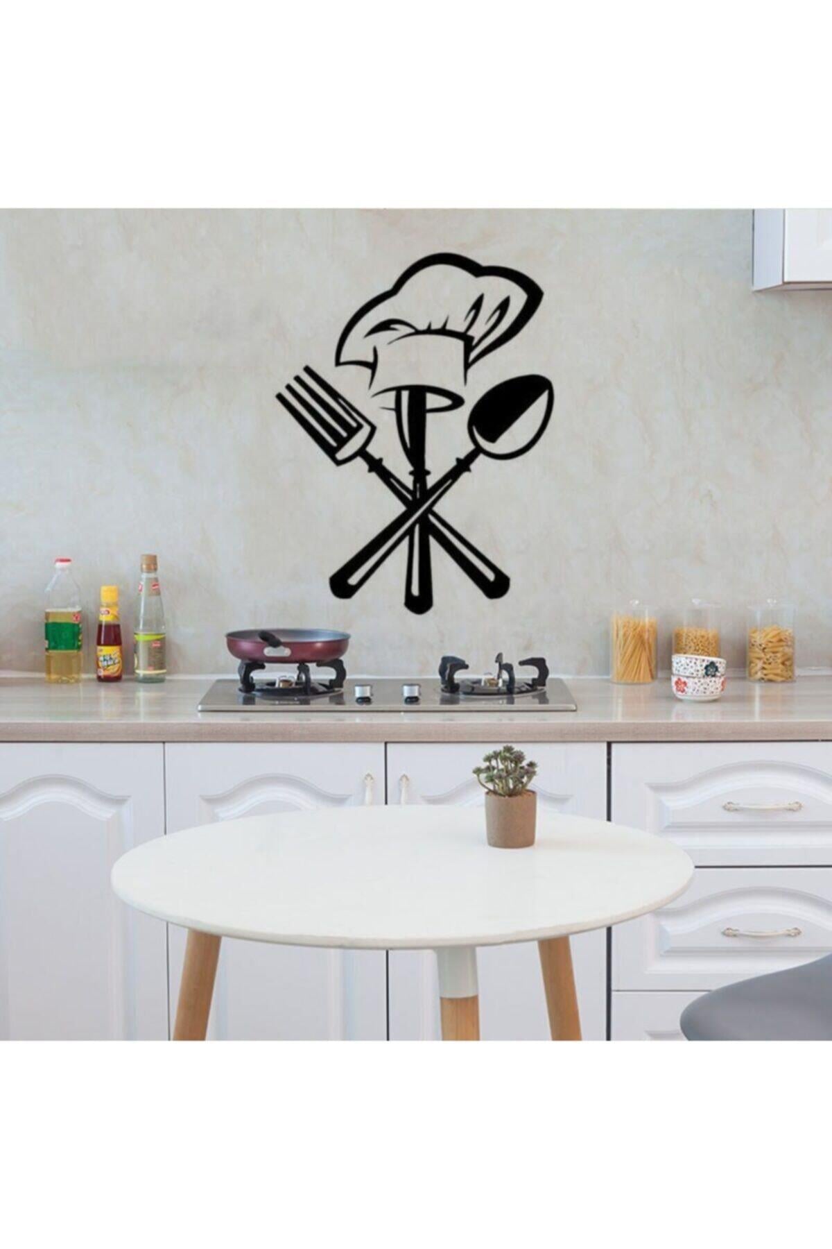 Mutfak Duvar Aksesuar Siyah Çatal Bıçak Mutfak özel yeni sticker