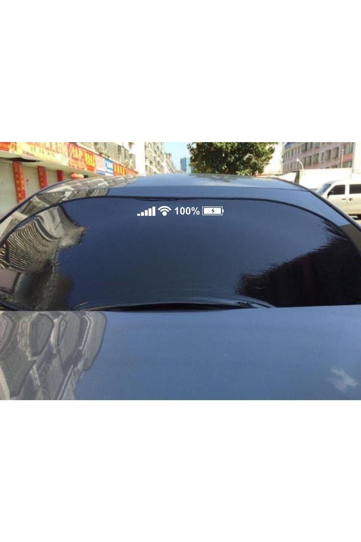 Oto Cam özel yeni sticker Bildirim Çubuğu Pil Wifi Şarj Beyaz 35*4 Cm