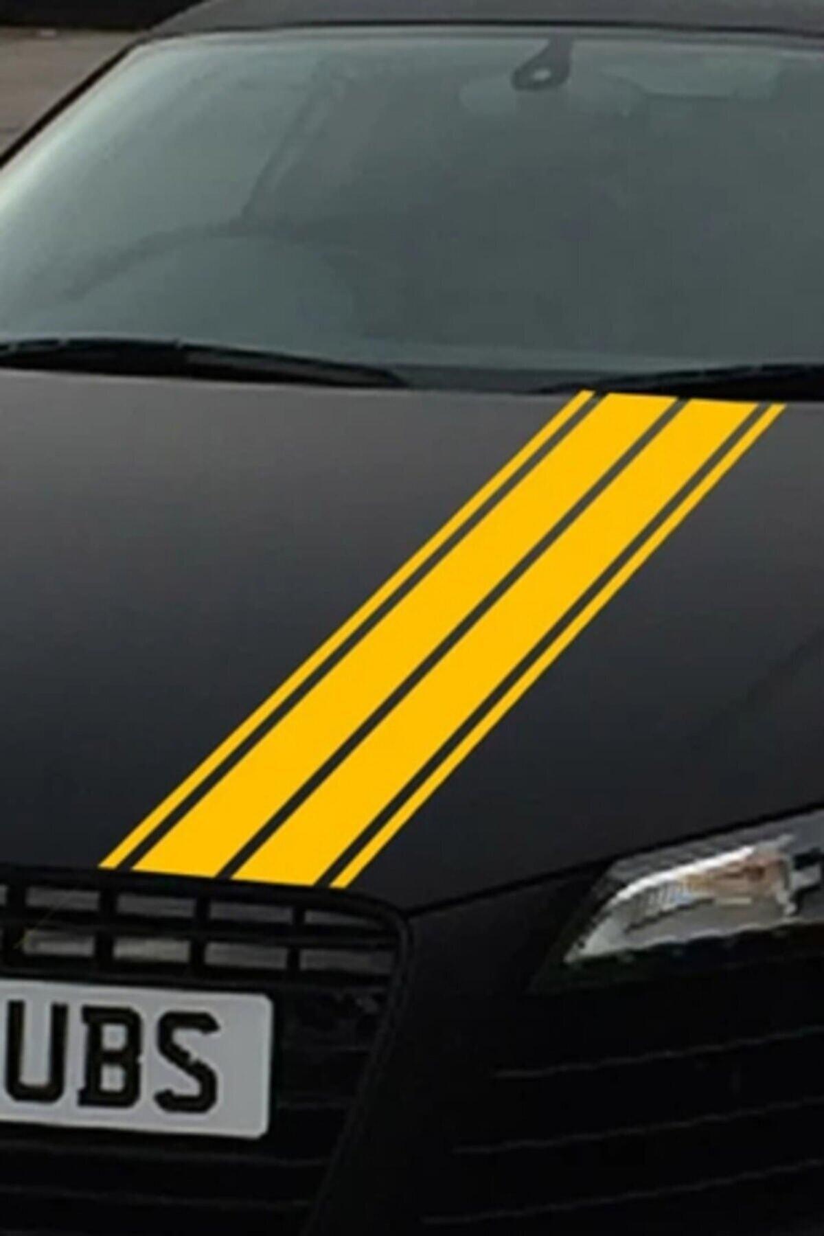 Oto Kaput Çift Şerit Oto özel yeni sticker 120*15Cm