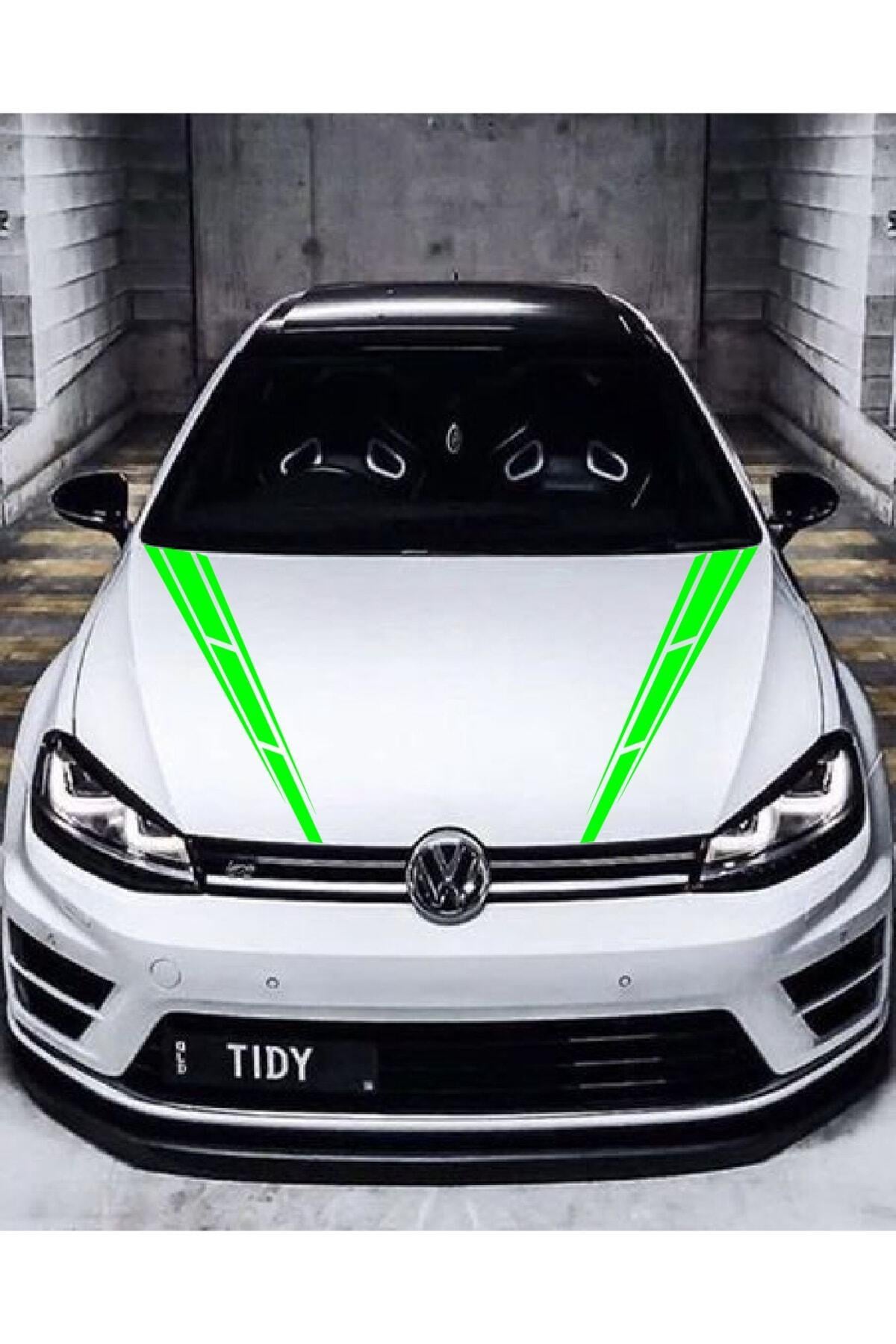 Oto Kaput özel yeni sticker Çift Şerit 2 Adet Yeşil 10*60 Cm