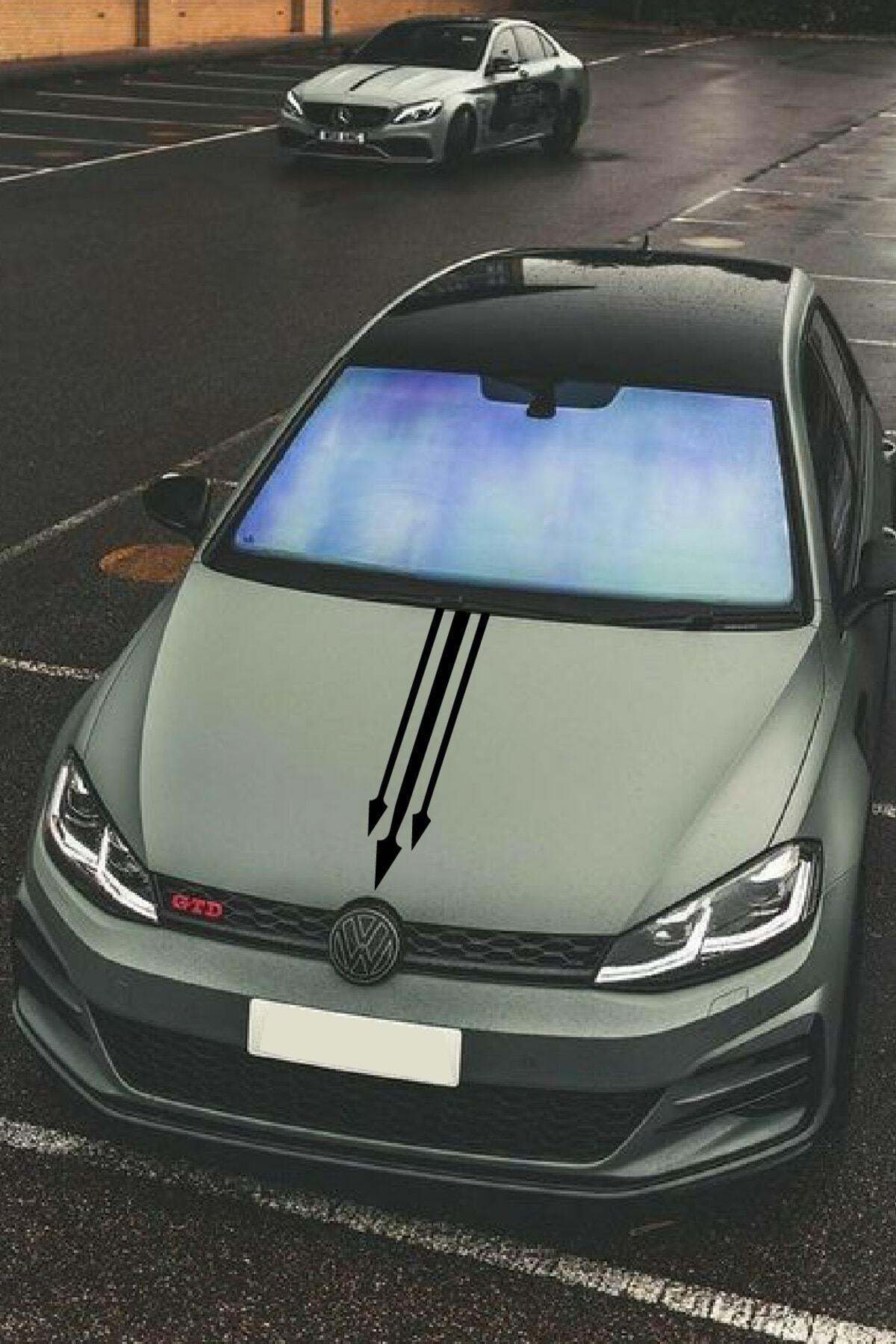 Oto Kaput özel yeni sticker Ok Ucu 3'Lü Siyah 12*60 Cm