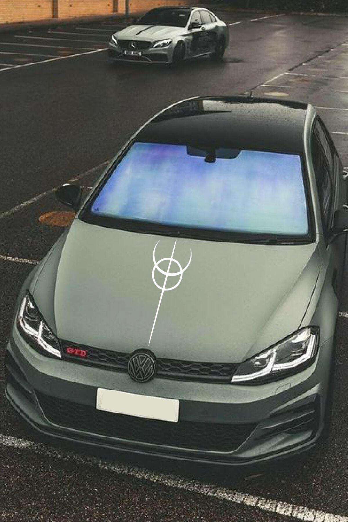 Oto Kaput Şerit özel yeni sticker Dönence Daire Tasarım Beyaz 20*60 Cm