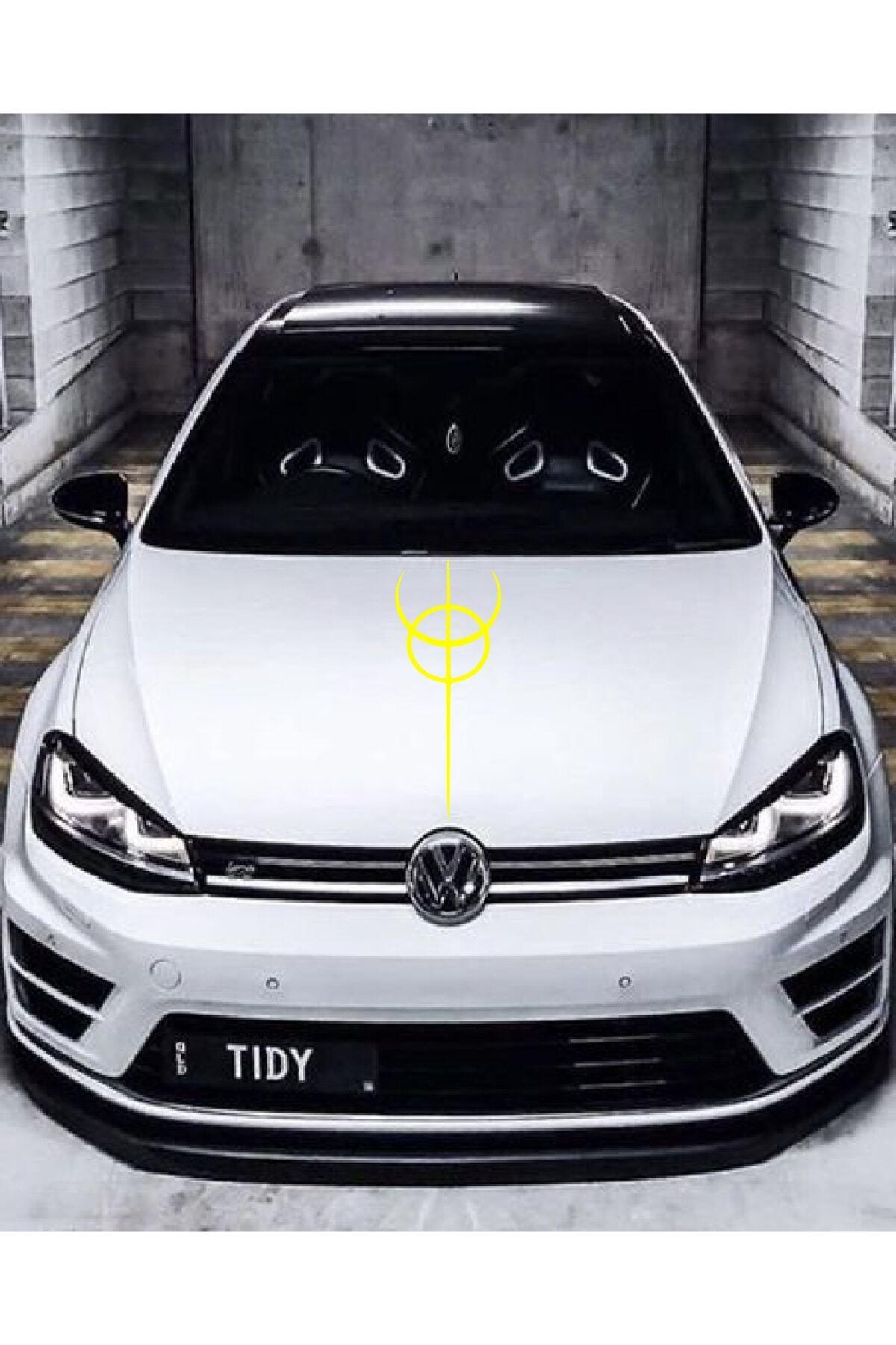 Oto Kaput Şerit özel yeni sticker Dönence Daire Tasarım Sarı 20*60 Cm