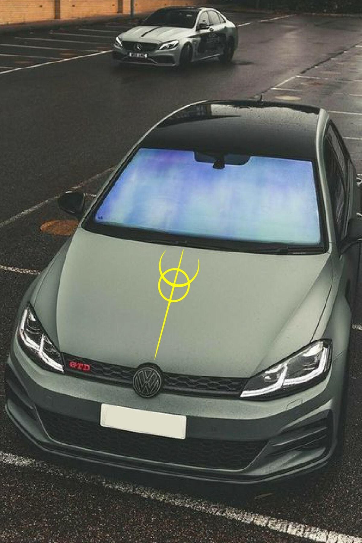 Oto Kaput Şerit özel yeni sticker Dönence Daire Tasarım Sarı 20*60 Cm