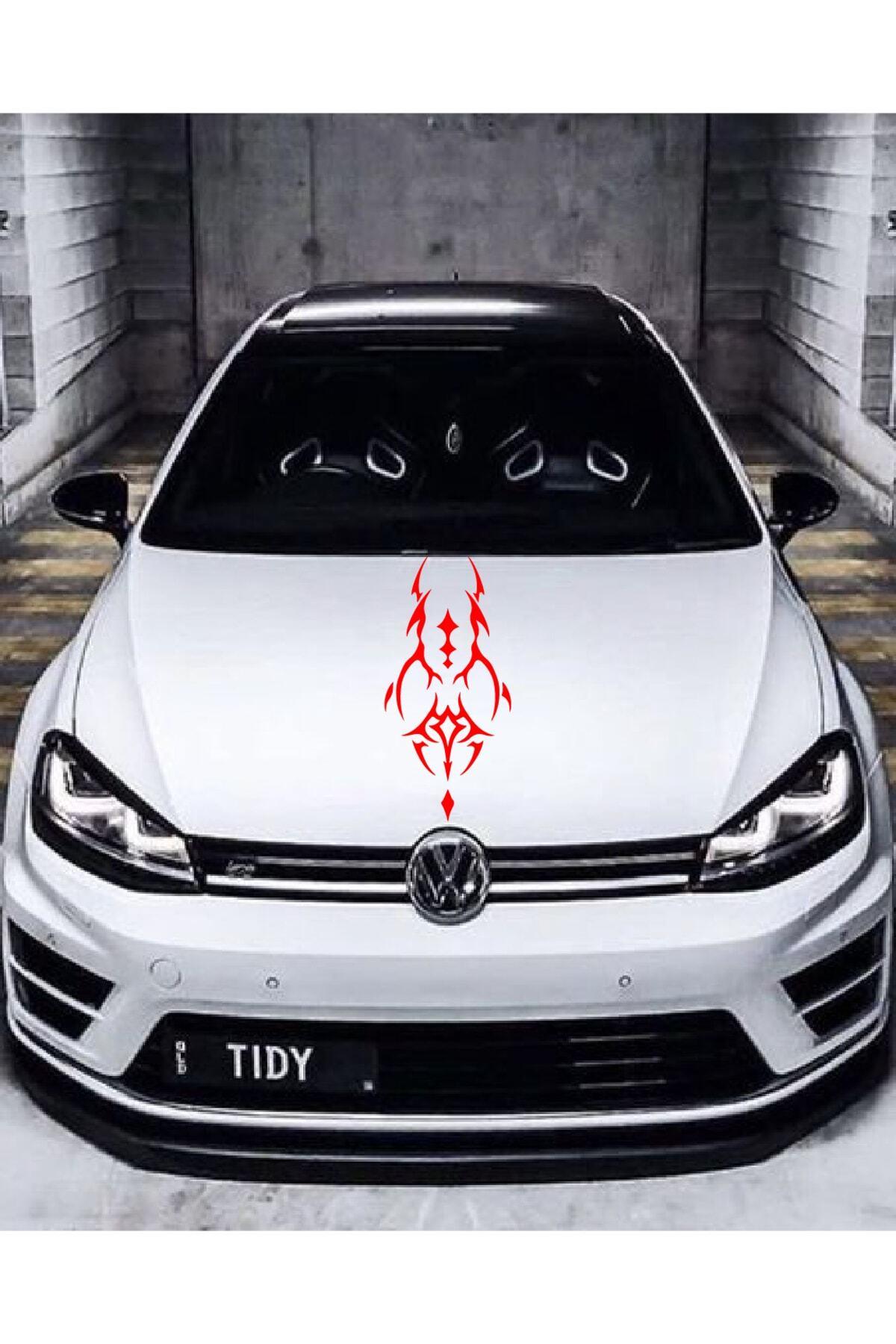 Oto Kaput Şerit özel yeni sticker Dövme Tasarımlı Kırmızı 25*60 Cm