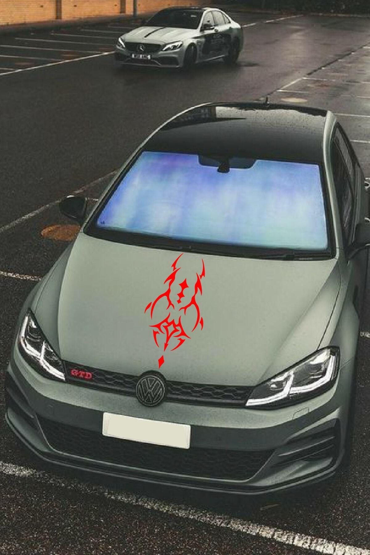 Oto Kaput Şerit özel yeni sticker Dövme Tasarımlı Kırmızı 25*60 Cm