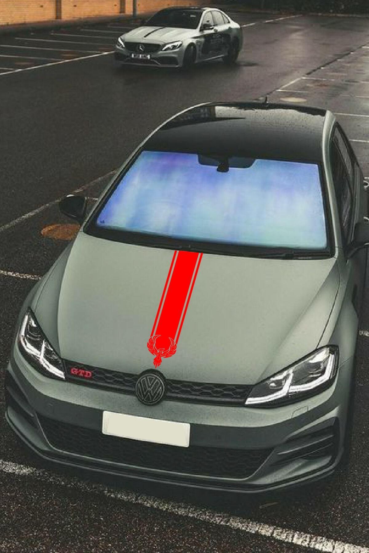 Oto Kaput Şerit özel yeni sticker Kartal Tasarımlı Kırmızı 12*60 Cm