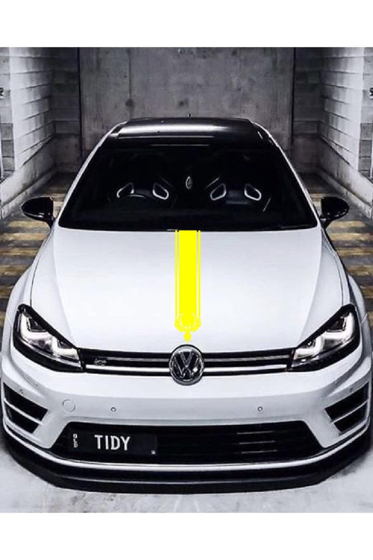 Oto Kaput Şerit özel yeni sticker Kartal Tasarımlı Sarı 12*60 Cm