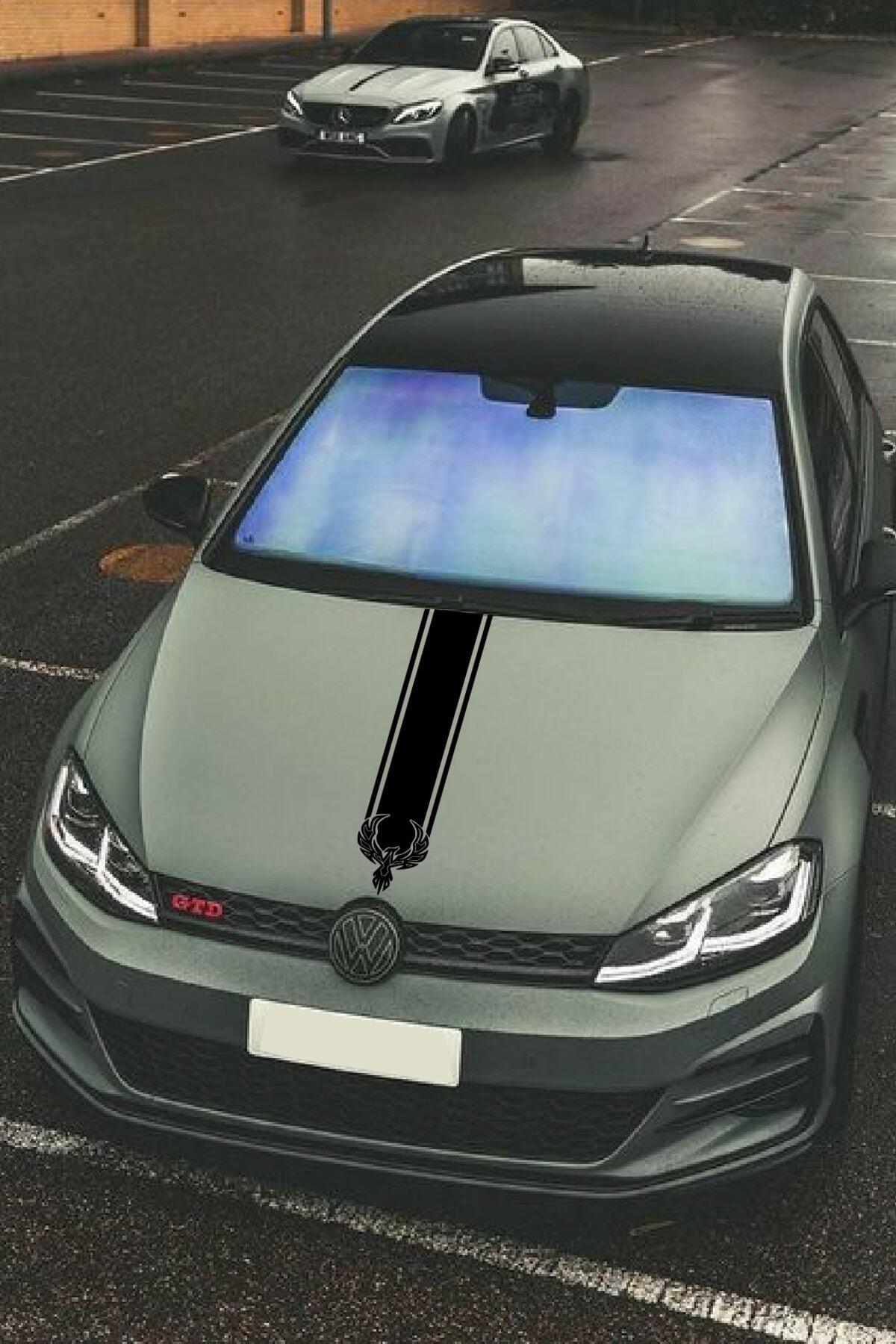 Oto Kaput Şerit özel yeni sticker Kartal Tasarımlı Siyah 12*60 Cm