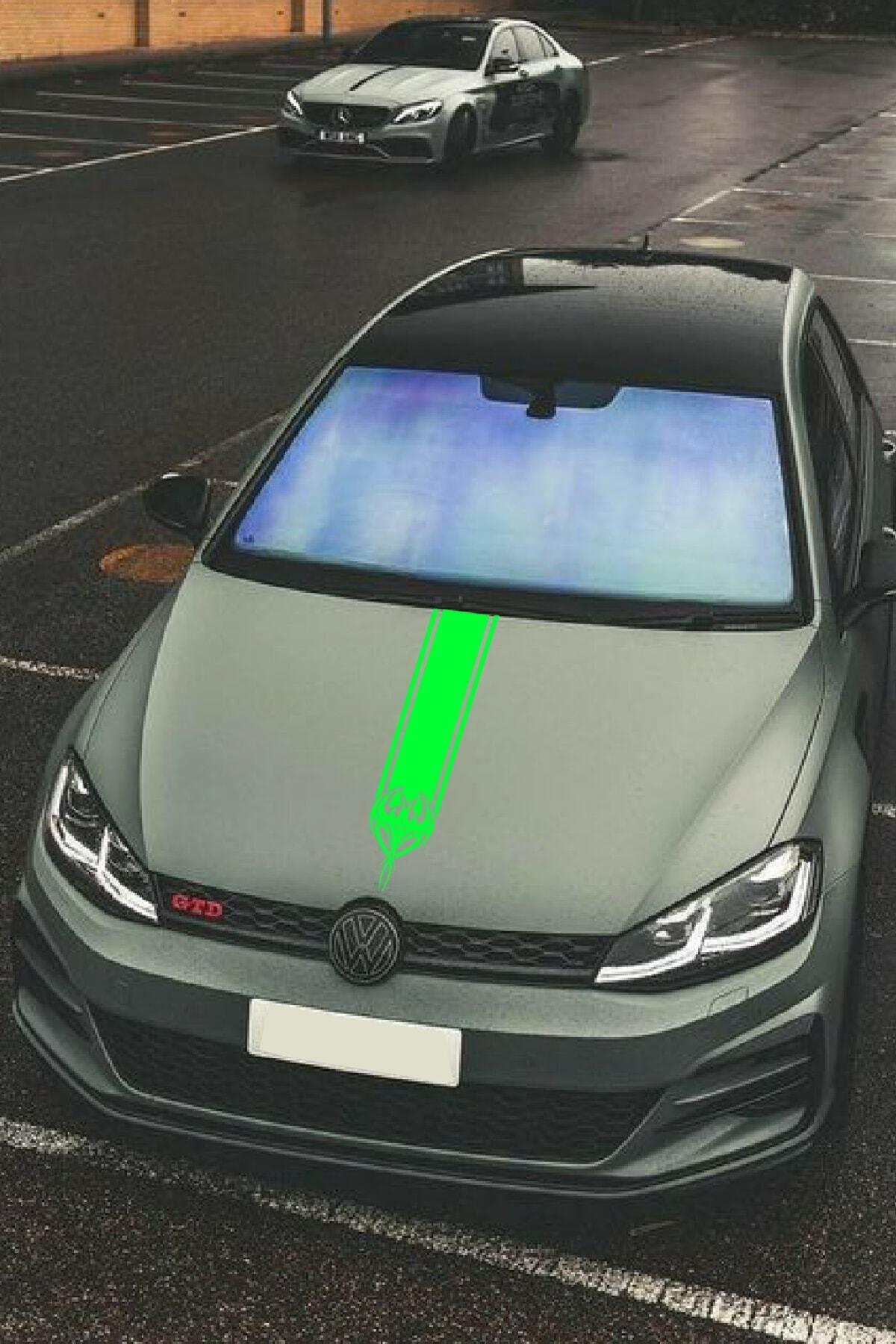 Oto Kaput Şerit özel yeni sticker Kılçık Tasarımlı Yeşil 15*60 Cm
