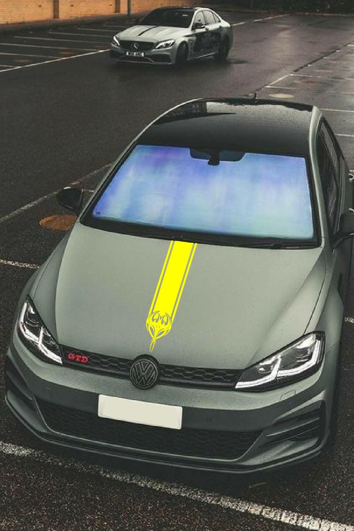 Oto Kaput Şerit özel yeni sticker Kılçık Tasarımlı Sarı 15*60 Cm
