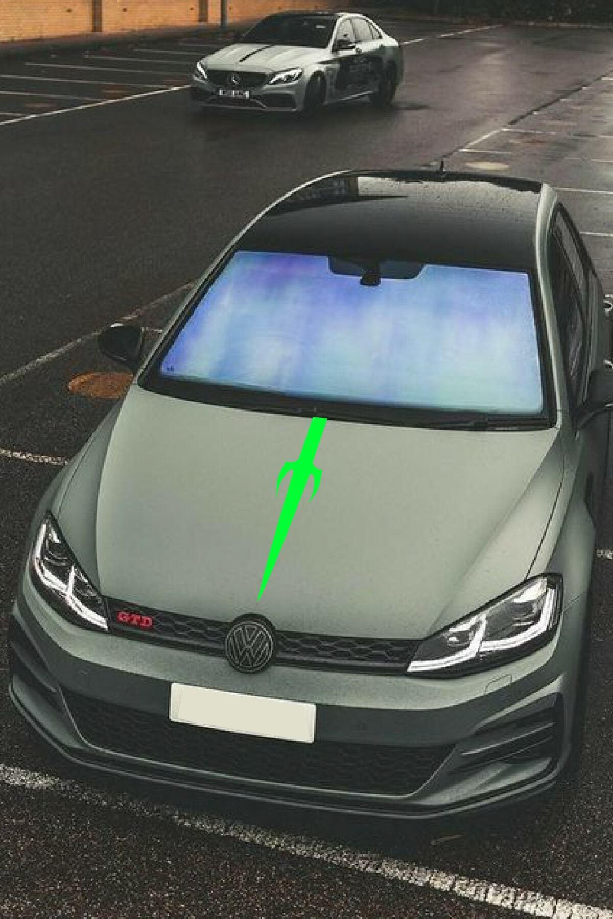Oto Kaput Şerit özel yeni sticker Kılıç Tasarımlı Yeşil 25*60 Cm