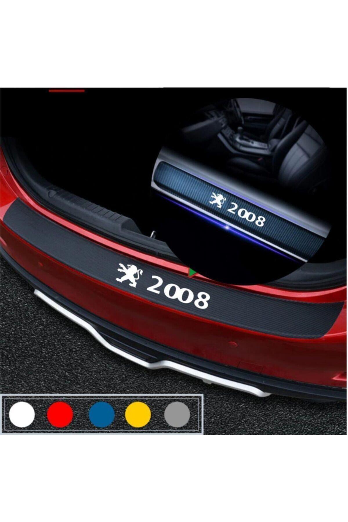 Peugeot 2008 İçin şık tasarım karbon sticker seti Aksesuar Bagaj Ve Kapı Eşiği Seti Karbon