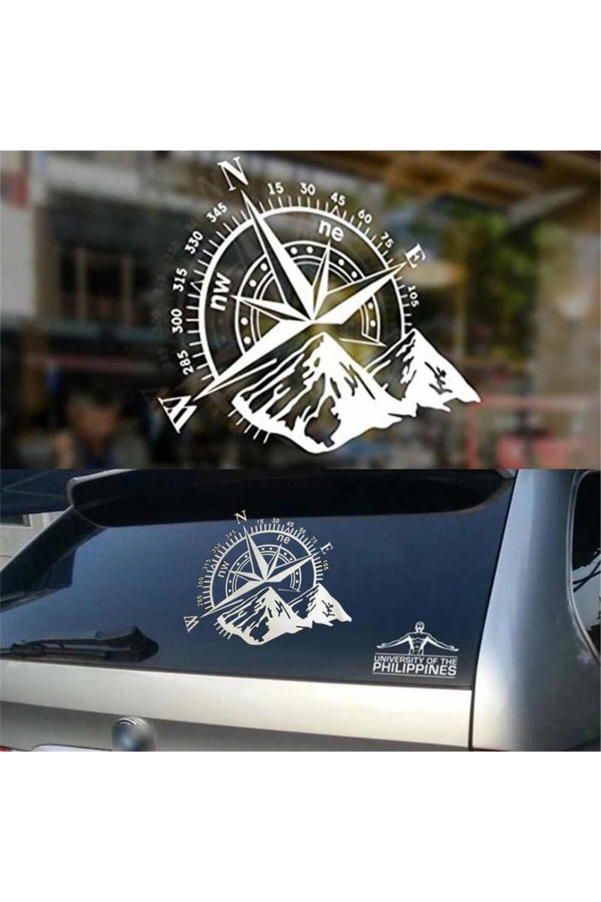 Pusula Compass Oto özel yeni sticker Beyaz 35*25 Cm