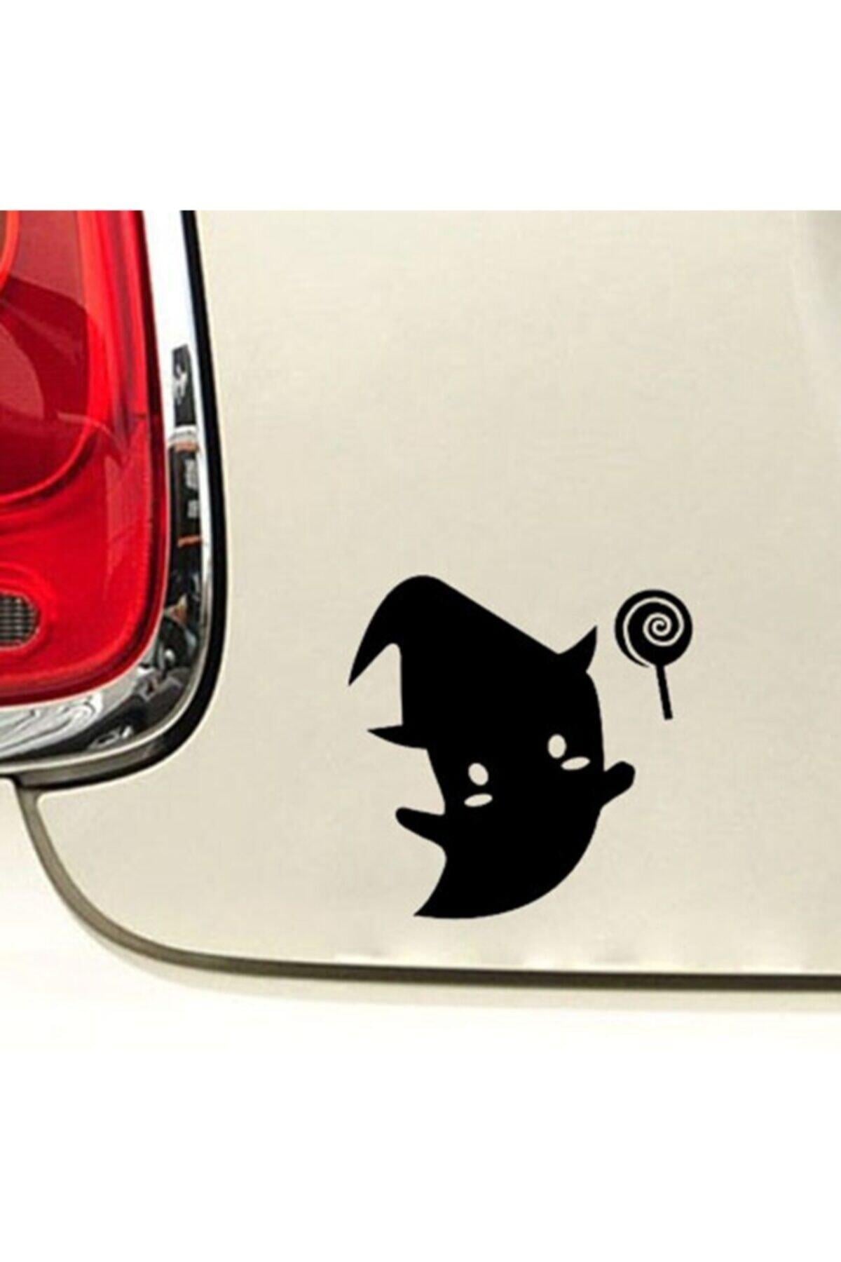 Sevimli Hayalet Tasarım Oto özel yeni sticker Siyah 19*19 Cm