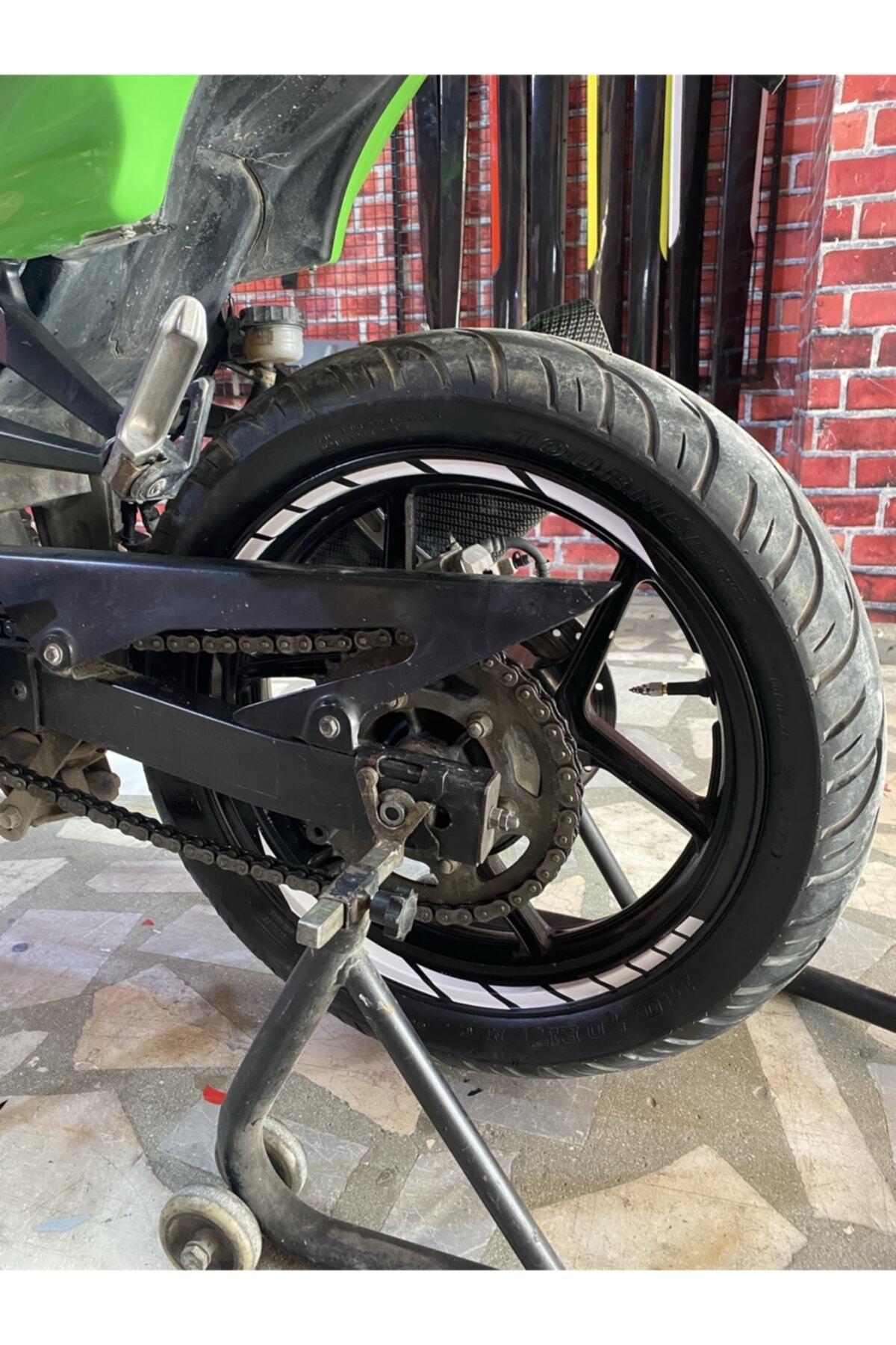 Şık Tasarım motosiklet Jant Şeridi Kesik Beyaz Sağ-Sol/Ön-Arka