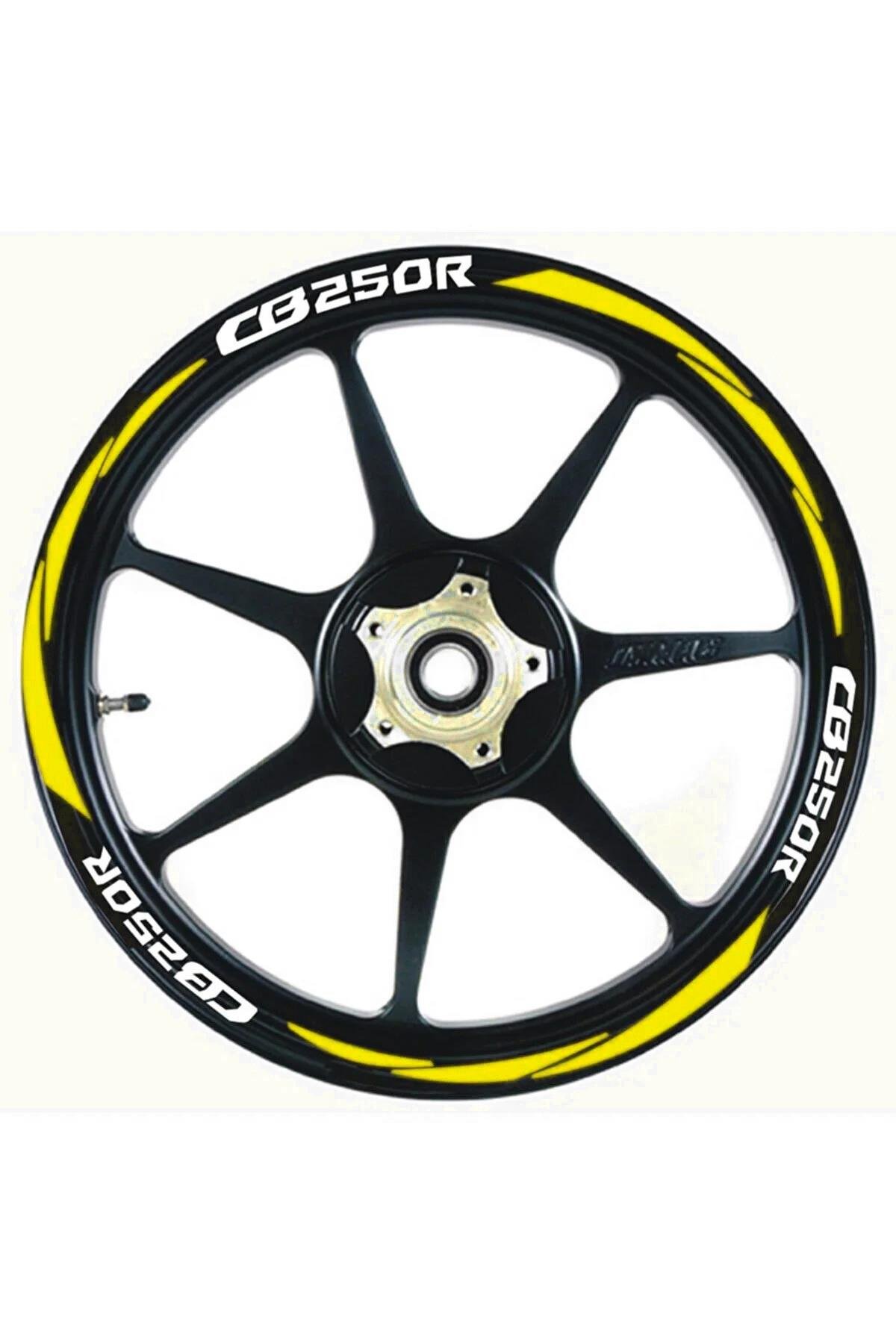 Şık Tasarım motosiklet Jant Şeridi Pcx Beyaz Yazı Sarı Şerit Sağ-Sol/Ön-Arka