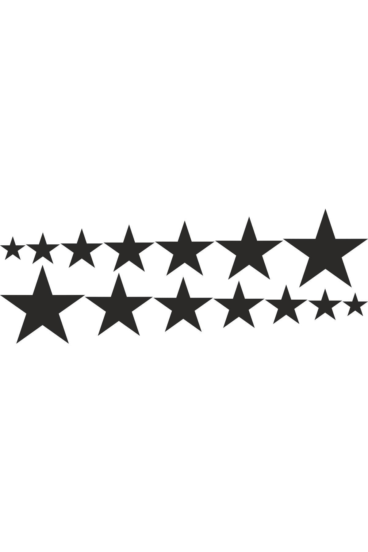 Sıralı Yıldız Oto özel yeni sticker 14'Lü Siyah 40*15 Cm