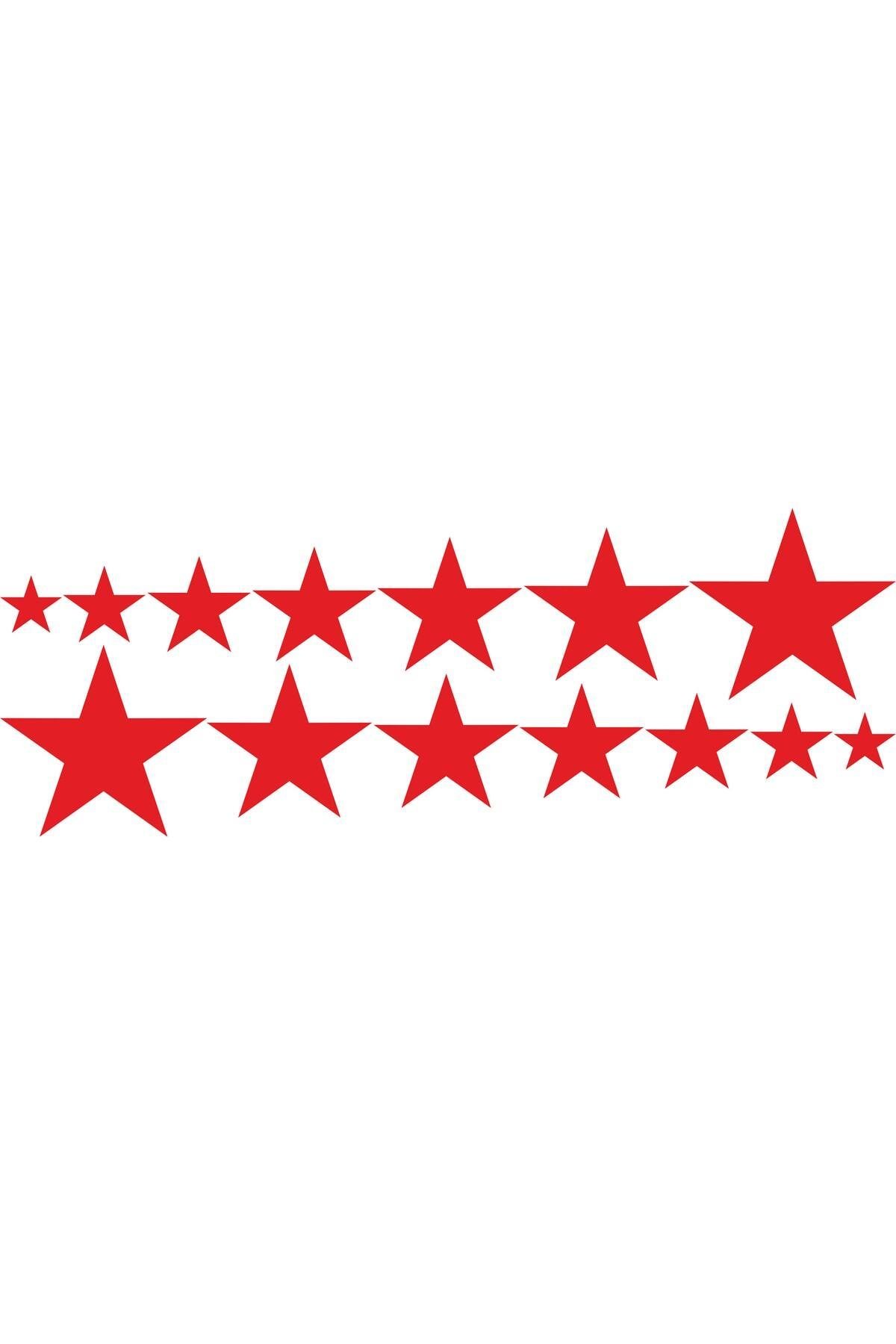 Sıralı Yıldız Oto özel yeni sticker 14'Lü Kırmızı 40*15 Cm