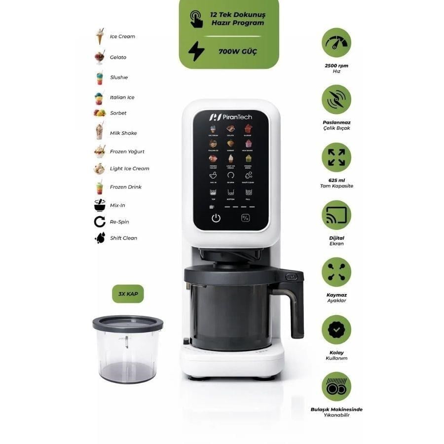 PİRANTECH DM-26 700 Watt Jelato, Sorbe, Milkshake DONDURMA MAKİNESİ | Kredi Kartsız Elden Taksit | Habipler AVM