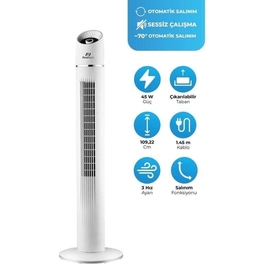 PİRANTECH EV-116 (45 Watt) KULE TİPİ VANTİLATÖR | Kredi Kartsız Elden Taksit | Habipler AVM