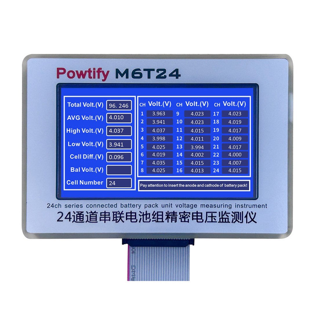 POWTİFY M6T24 EKRANI KASALI  24S KANALLI YÜKSEK HASSASİYETLİ LİTYUM BATARYA GERÇEK ZAMANLI VOLTAJ ANALİZÖRÜ