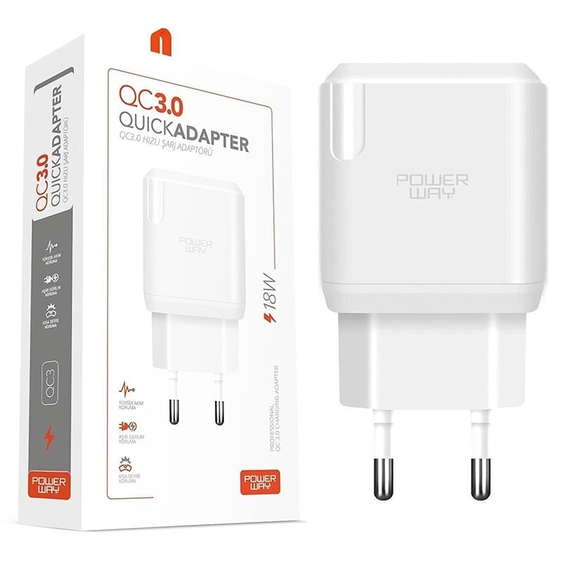 POWERWAY QCT30 3 AMPER 18W TYPE-C HIZLI ŞARJ ALETİ (Kablosuz)