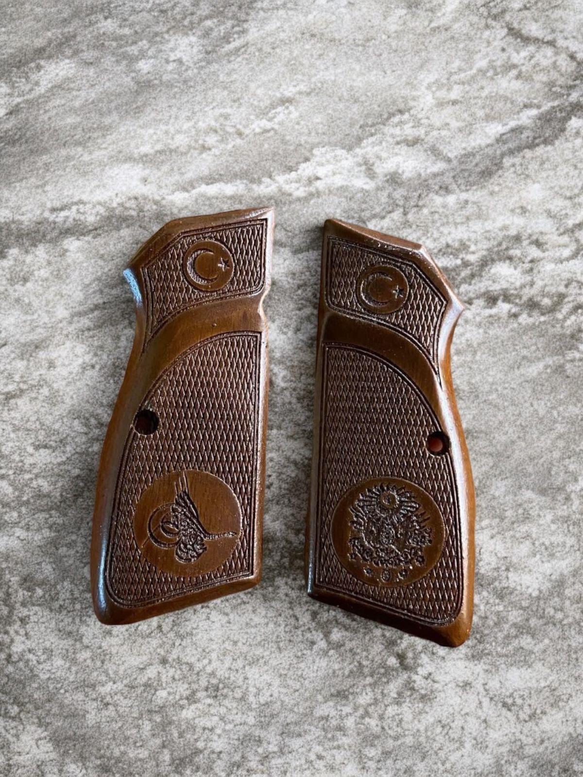 Browning osmanlı tuğrası işlemeli fırınlamış ceviz kabze