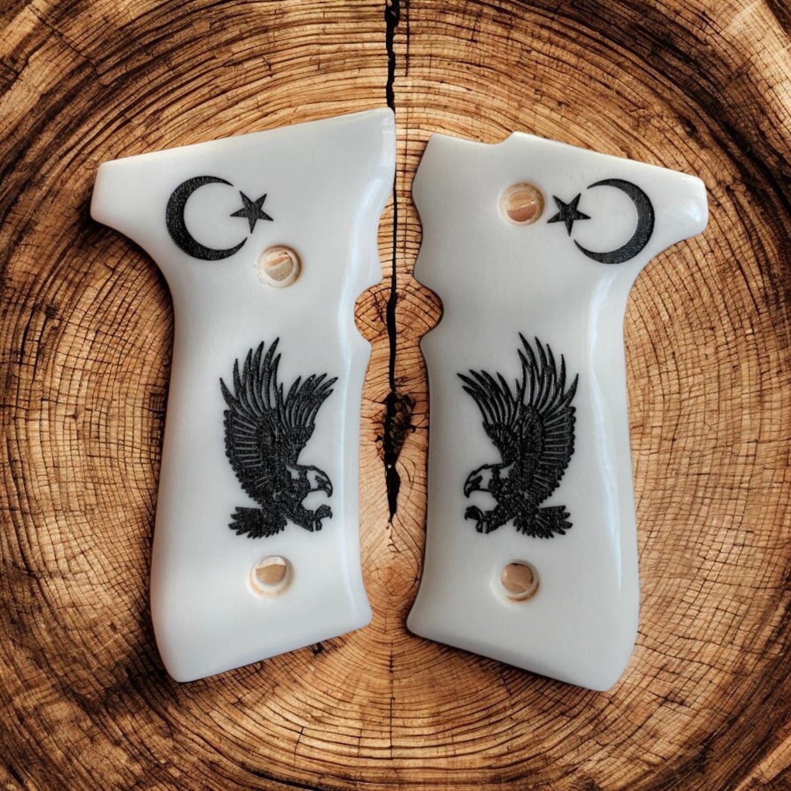 Kartal işlemeli beyaz sedef kabze