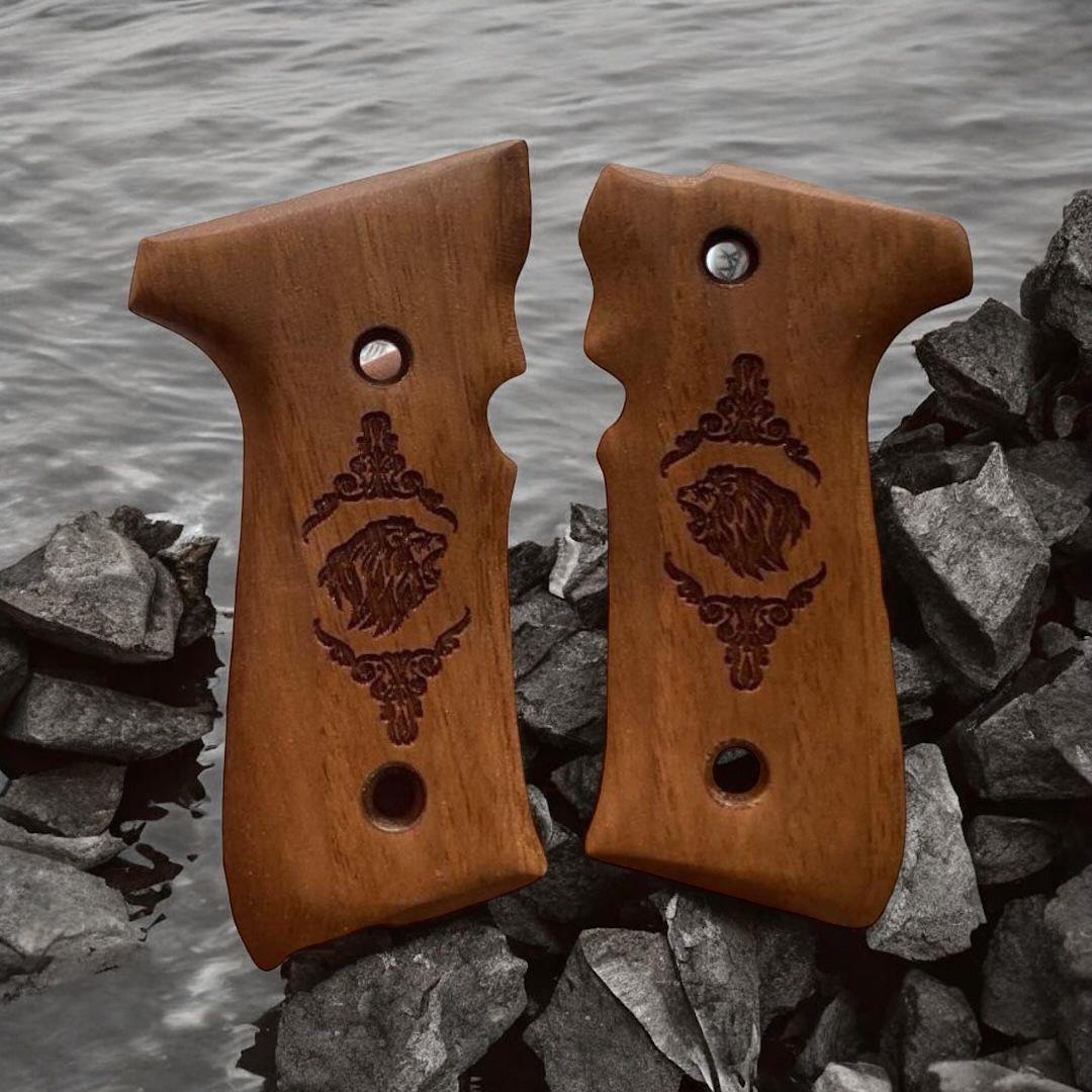 Yavuz aslan baş işlemeli fırınlanmış ceviz kabze