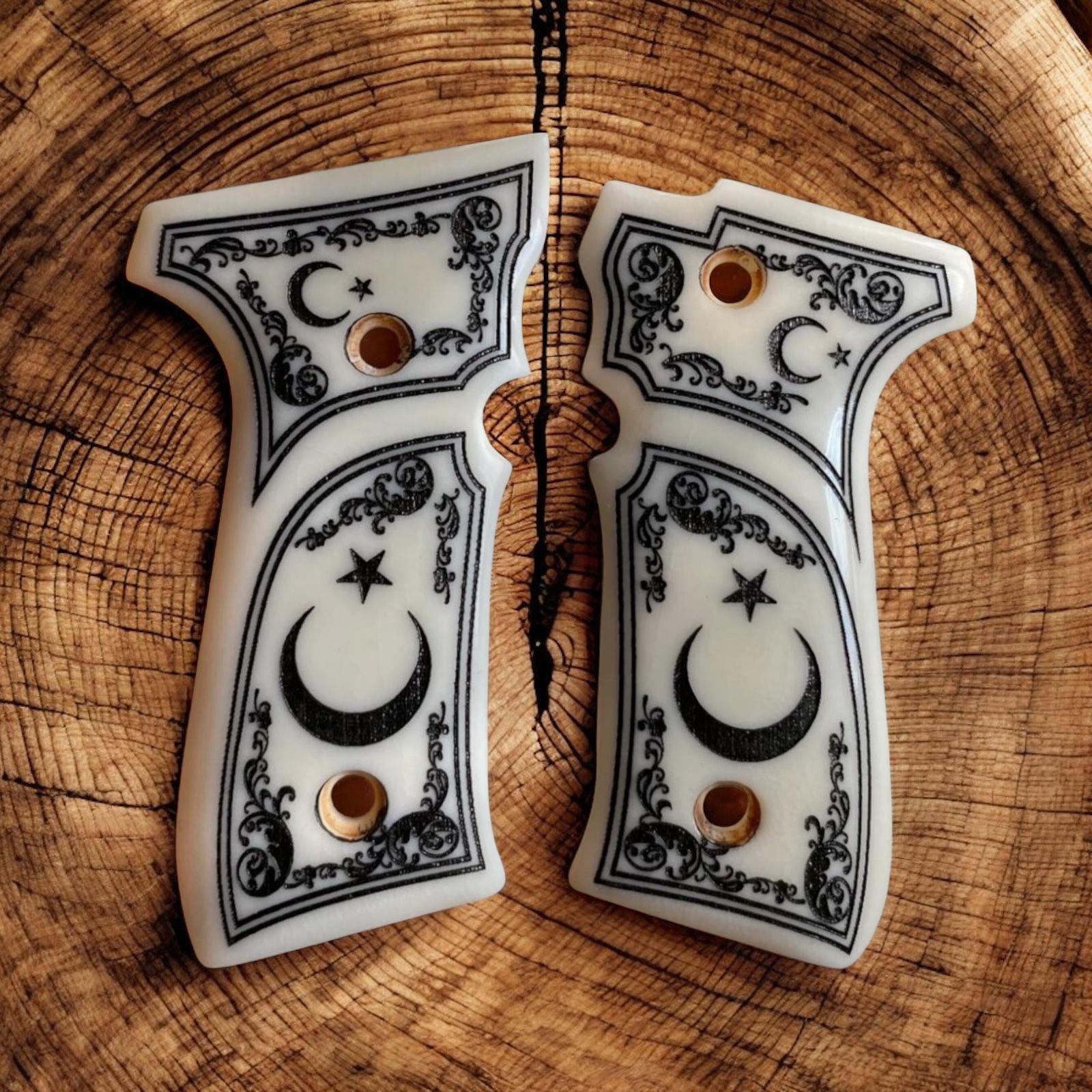 Yavuz ay yıldız işlemeli full dekor beyaz sedef kabze