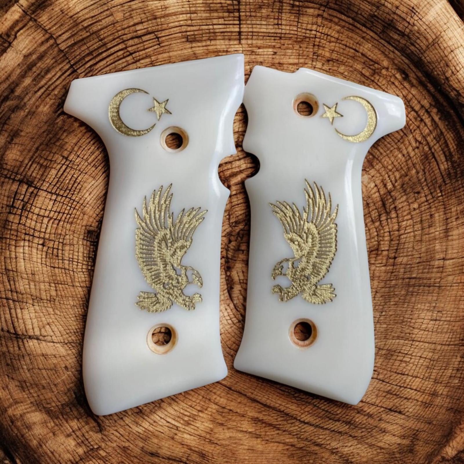 Yavuz kartal altın yaldız işlemeli beyaz sedef kabze