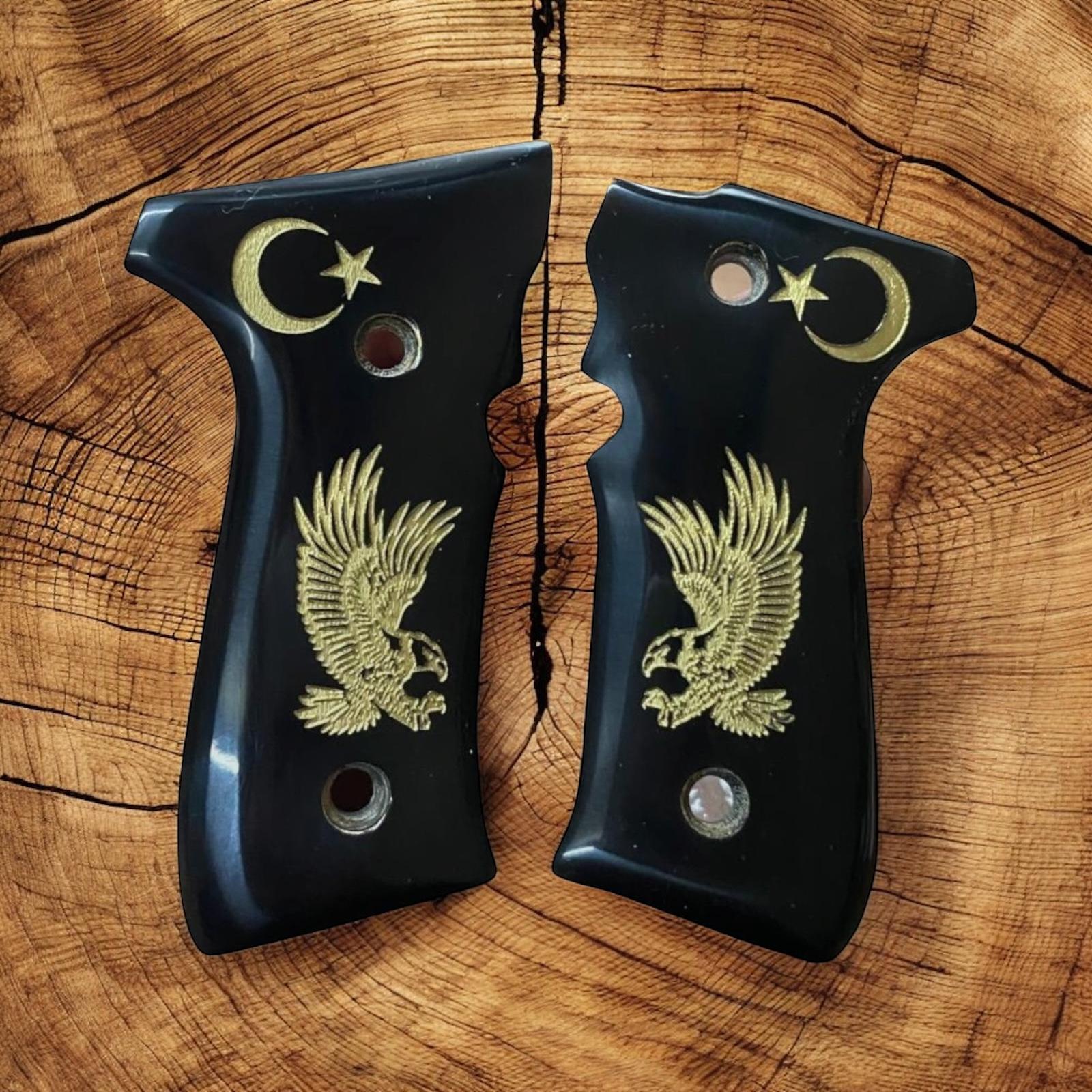 Yavuz kartal altın yaldız işlemeli siyah sedef kabze