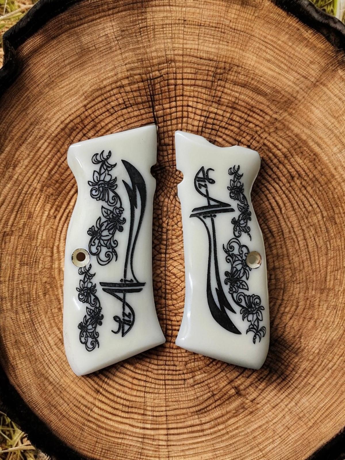 Zülfikar kılıcı işlemeli beyaz sedef kabze