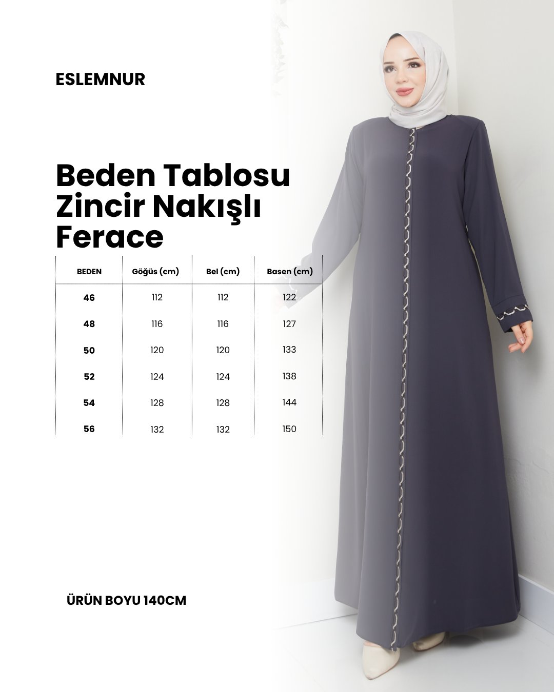 Gündelik Hac Ve Umrelik Zincir Nakışlı Ferace