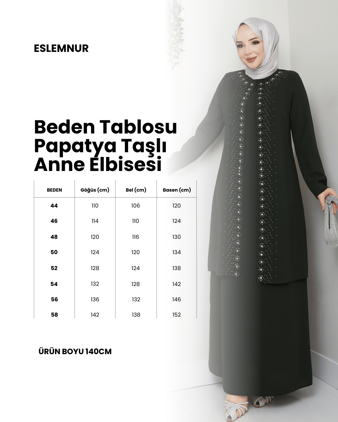 Papatya Taşlı Büyük Beden Anne Elbisesi