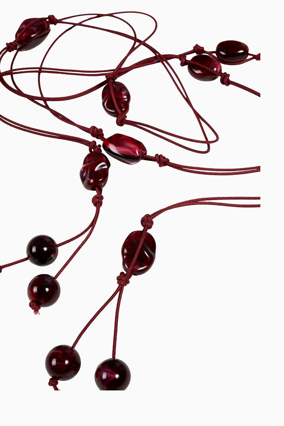BOHO BONCUK ÖRGÜLÜ KEMER - Bordo