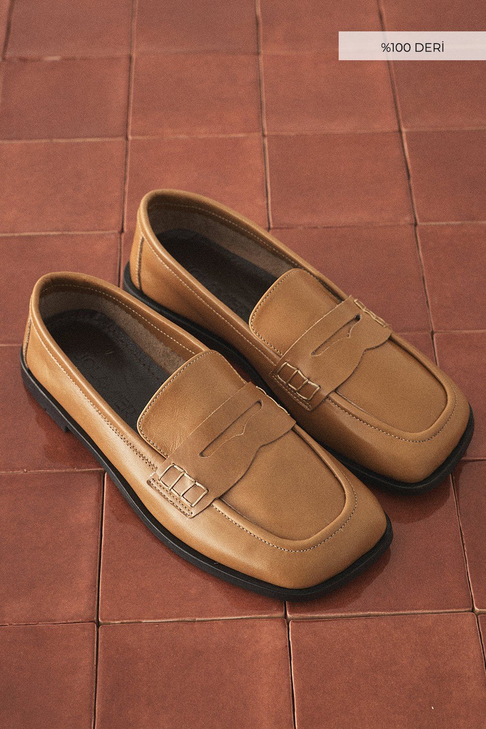 Camel Klasik Deri Loafer