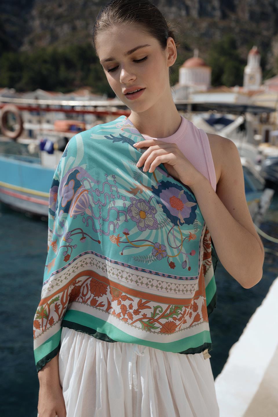 DESENLİ MODAL EŞARP ENJOY - YEŞİL