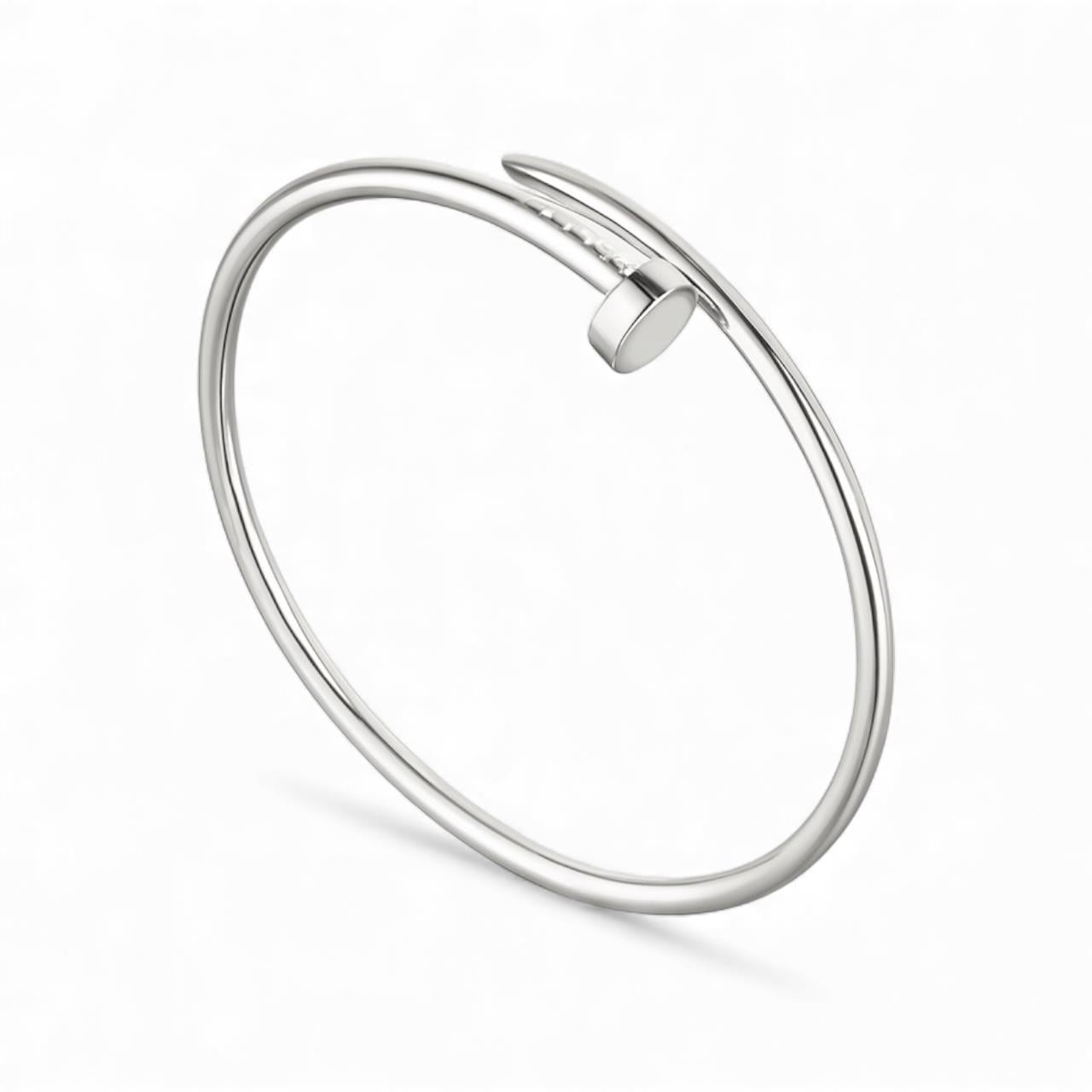  Damgalı Silver Çelik Çivi Model Bileklik (İnce)