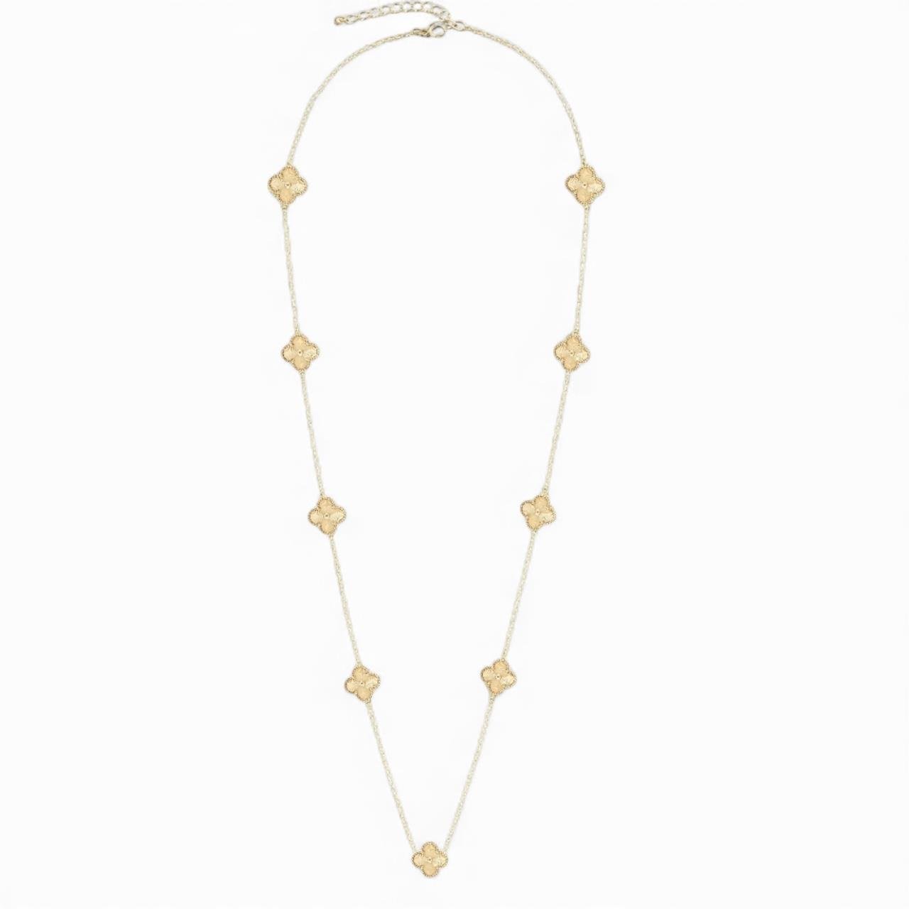 100cm Dokuzlu Gold Yonca Kolye