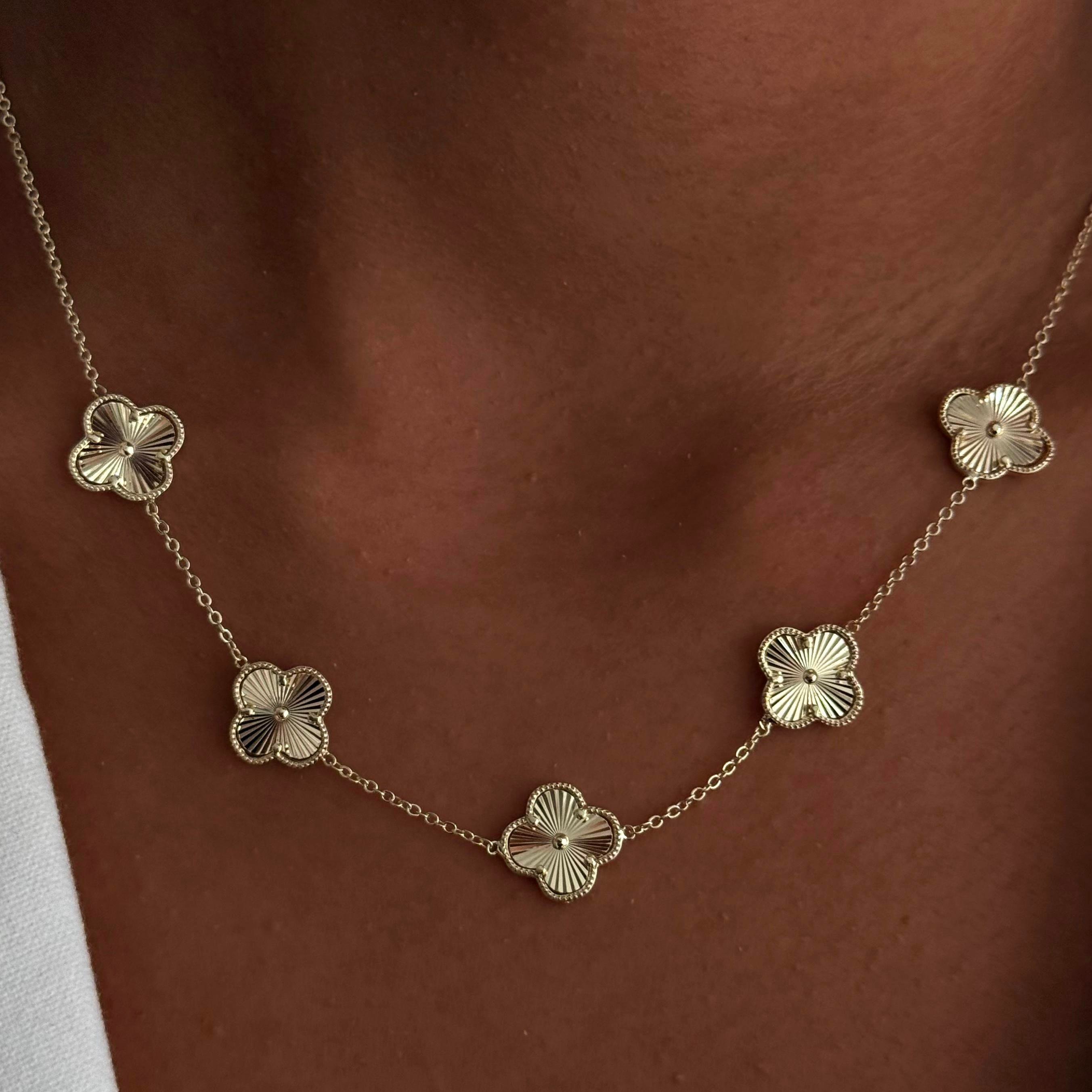 14k Gold 5 Motif Yonca Kolye