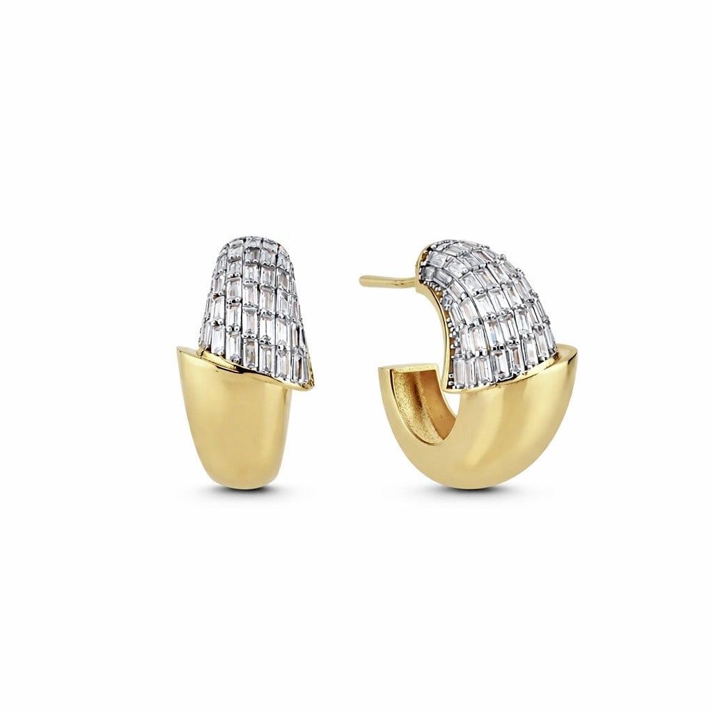 Baqutte Form Gold Halka Küpe