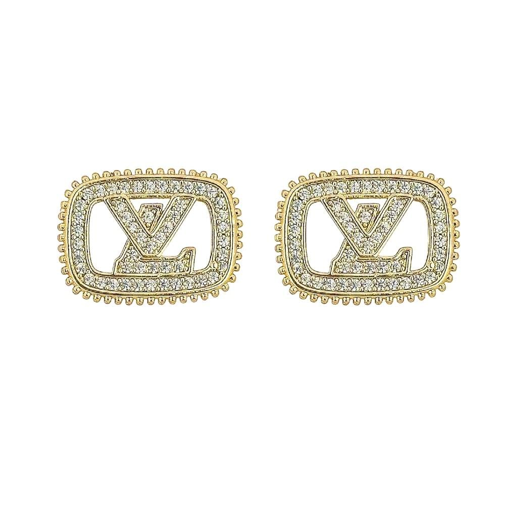 LV Gold Taşlı Küpe