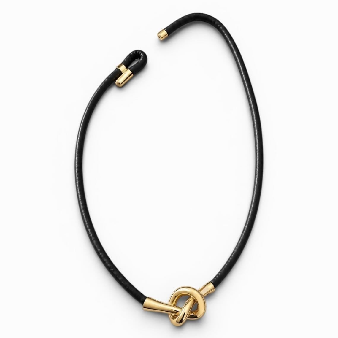 Siyah Deri Düğüm Choker 