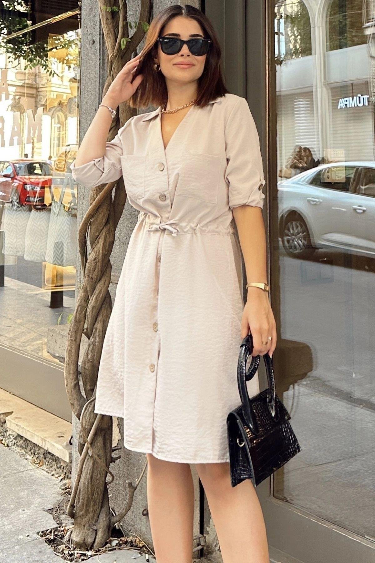 Kadın Bej Elbise - 700-3411