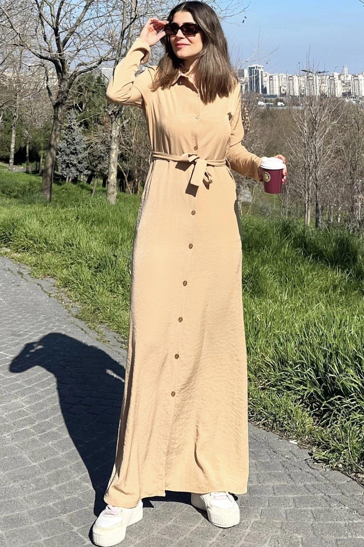 Kadın Bej Elbise - 700-3576