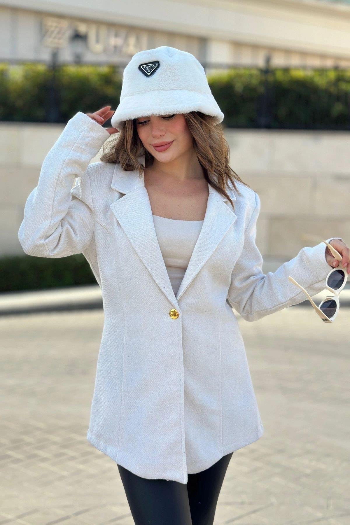 Kadın Beyaz Blazer - 700-3449