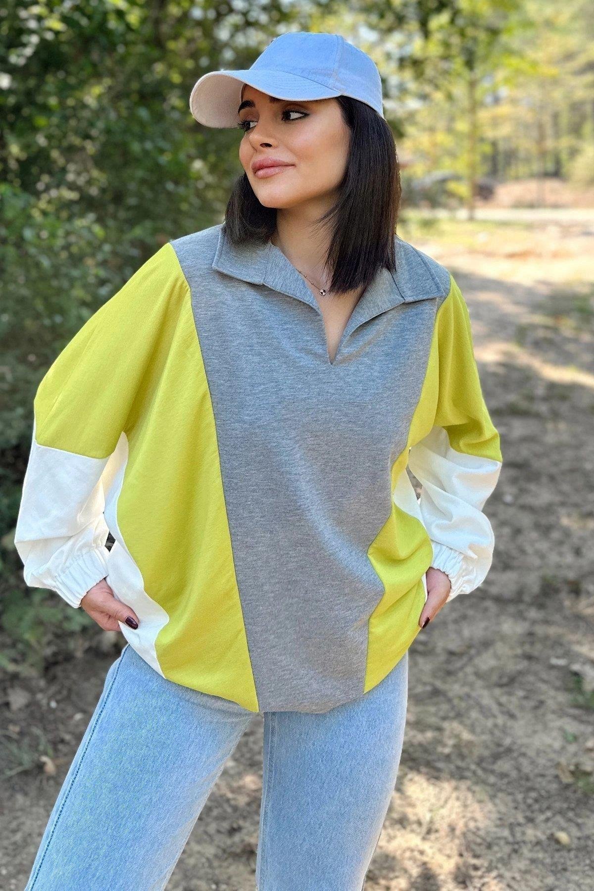 Kadın Gri Sweatshirt - 700-3473