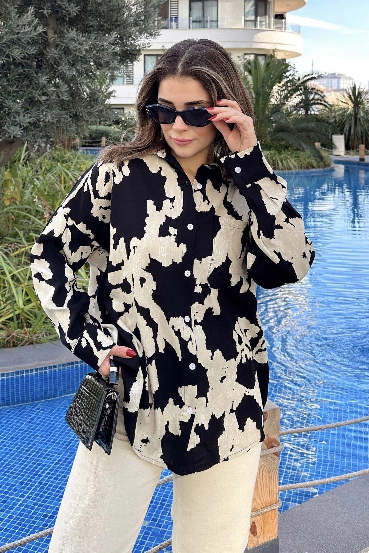 Kadın Siyah Gömlek - 700-3457